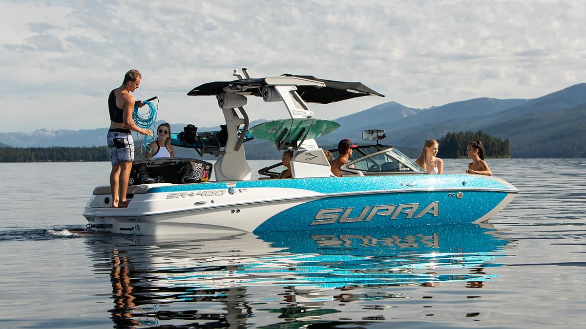 3D rigid chrome logo on a supra boat